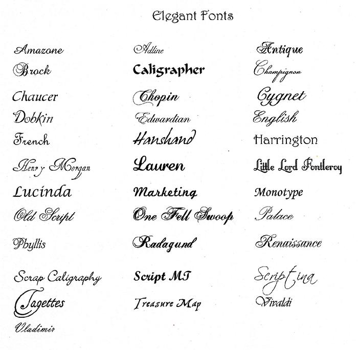 elegant font names